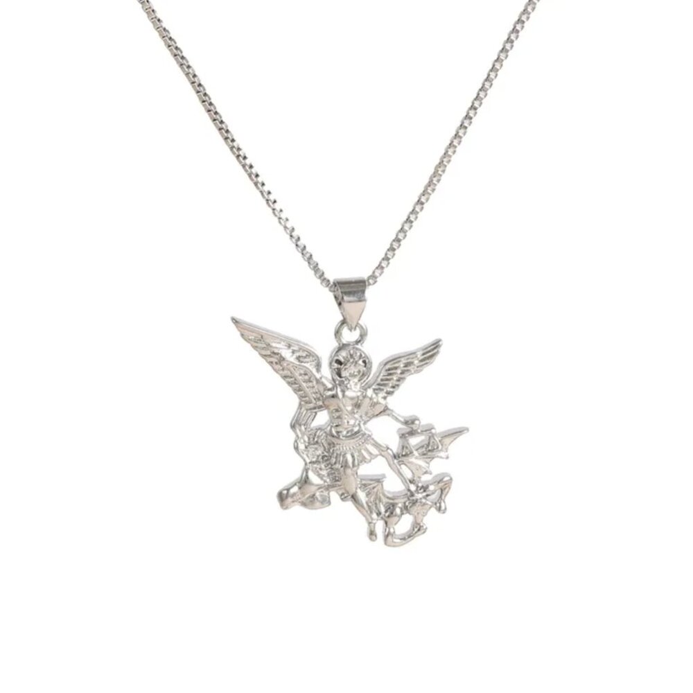 New Stainless Steel St. Michael Pendant Necklace with Laminated Prayer Card